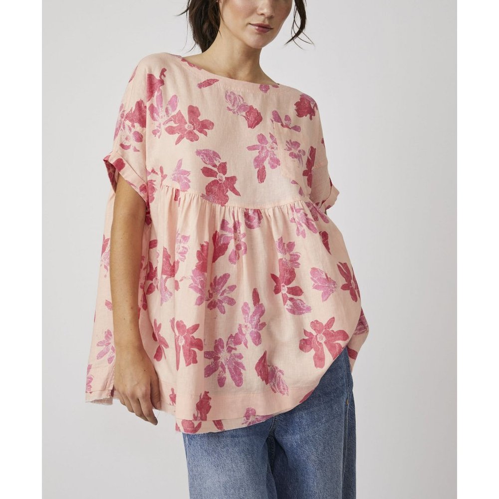 Free People Pink Floral Peplum Tunic